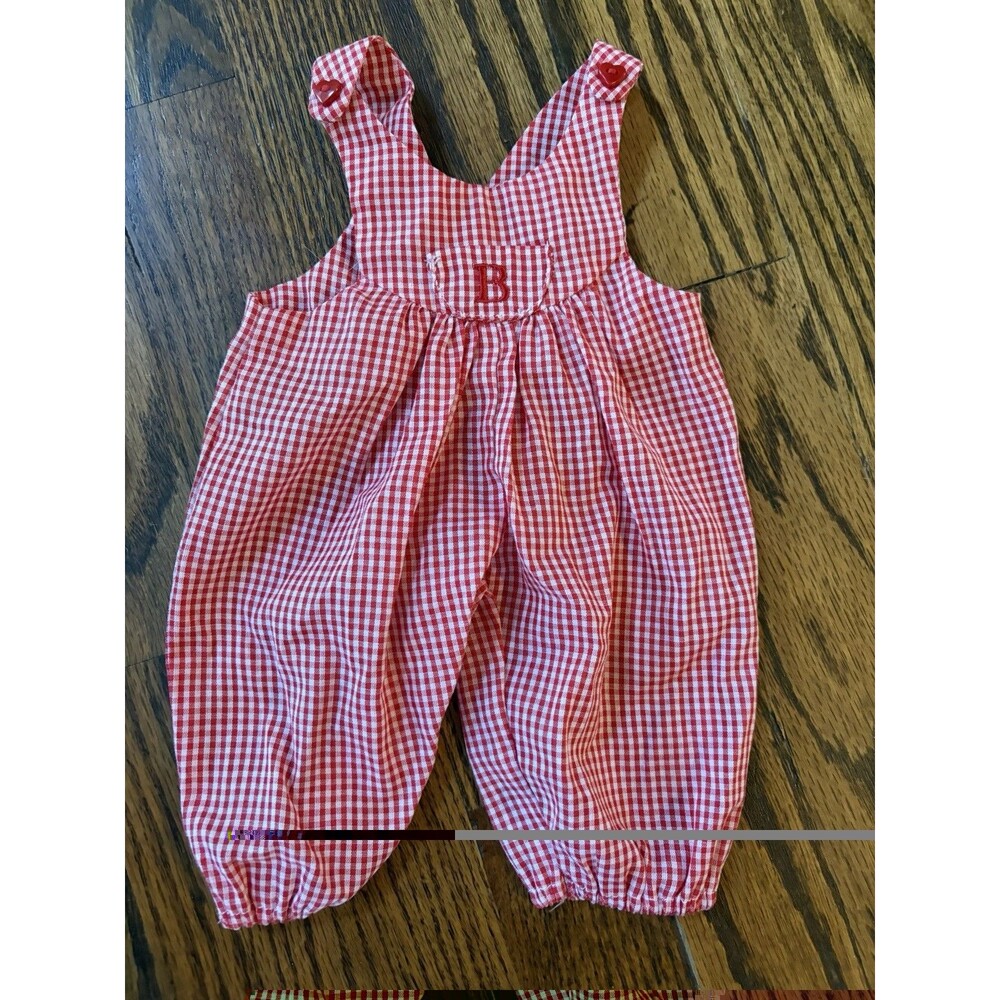 American Girl Vtg Bitty Baby Fun in the Sun Red Gingham Overalls Only Doll